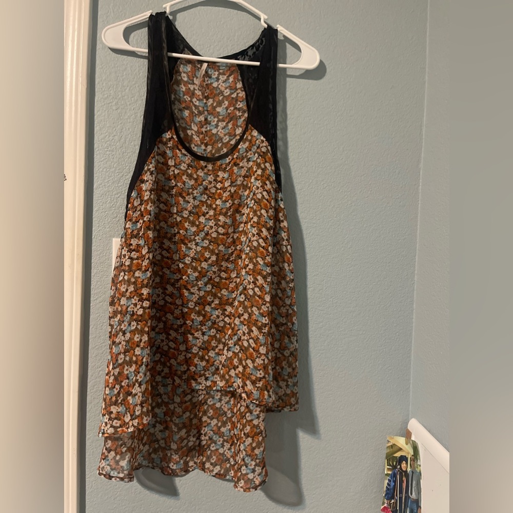 Free People Orange Floral Tank